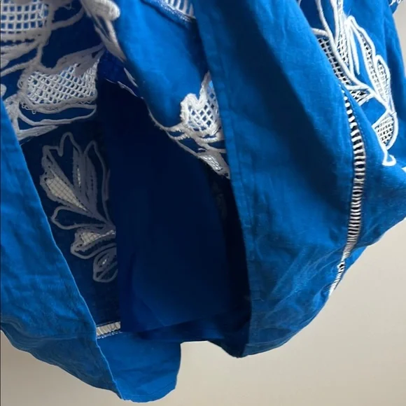 NWT Johnny Was Barbara Mini Dress Size Medium Royal Blue with White Embroidery - Picture 15 of 17
